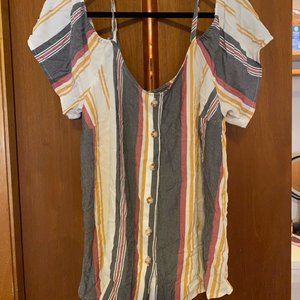 Torrid Safari Stripe Short Sleeve Cold Shoulder